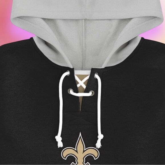 FOCO New Orleans Saints Women's Standard Striped Sleeve Cropped Hoodie Size XL - Picture 6 of 8